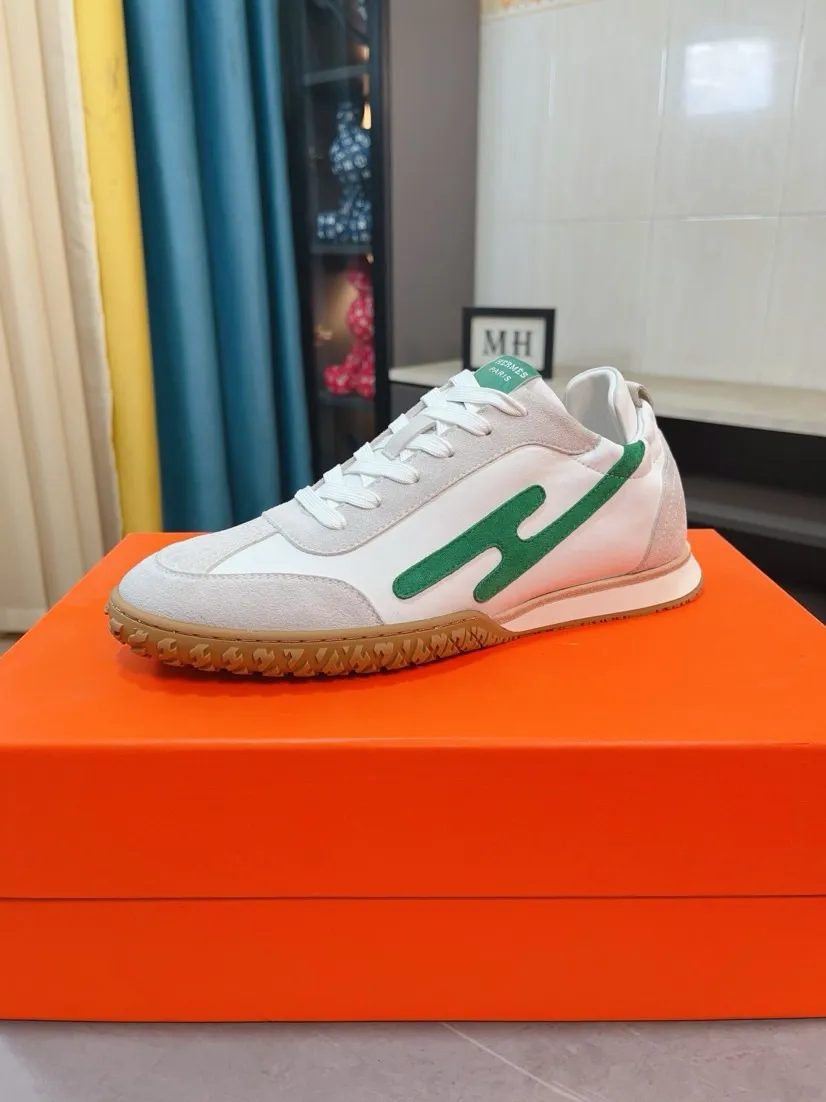Men's shoes 💰480🌸🌸[HERMES] Hermès sneakers, the upper is made of calfskin and suede, imported materials, full of texture, the lightweight sole is decorated with contrasting patterns, creating a versatile fashion style. Size: 38-44, 45 customized
